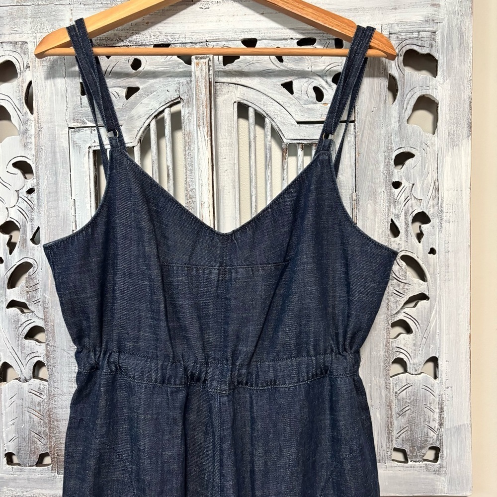 Anthropologie Charcoal Black Spaghetti-Strap Wide-Leg Jumpsuit - Picture 8 of 13